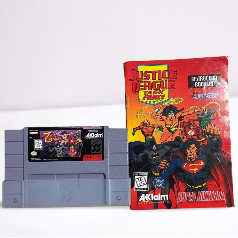 Justice League Task Force (Super Nintendo SNES 1995) with Manual